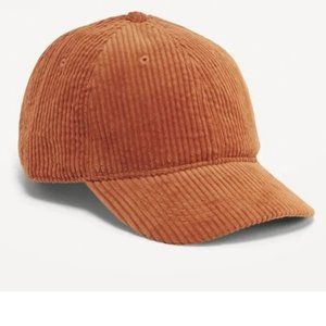 Corduroy Baseball Cap:  Adjustable Buckle.  Curved Brim.  Rust.  Unisex